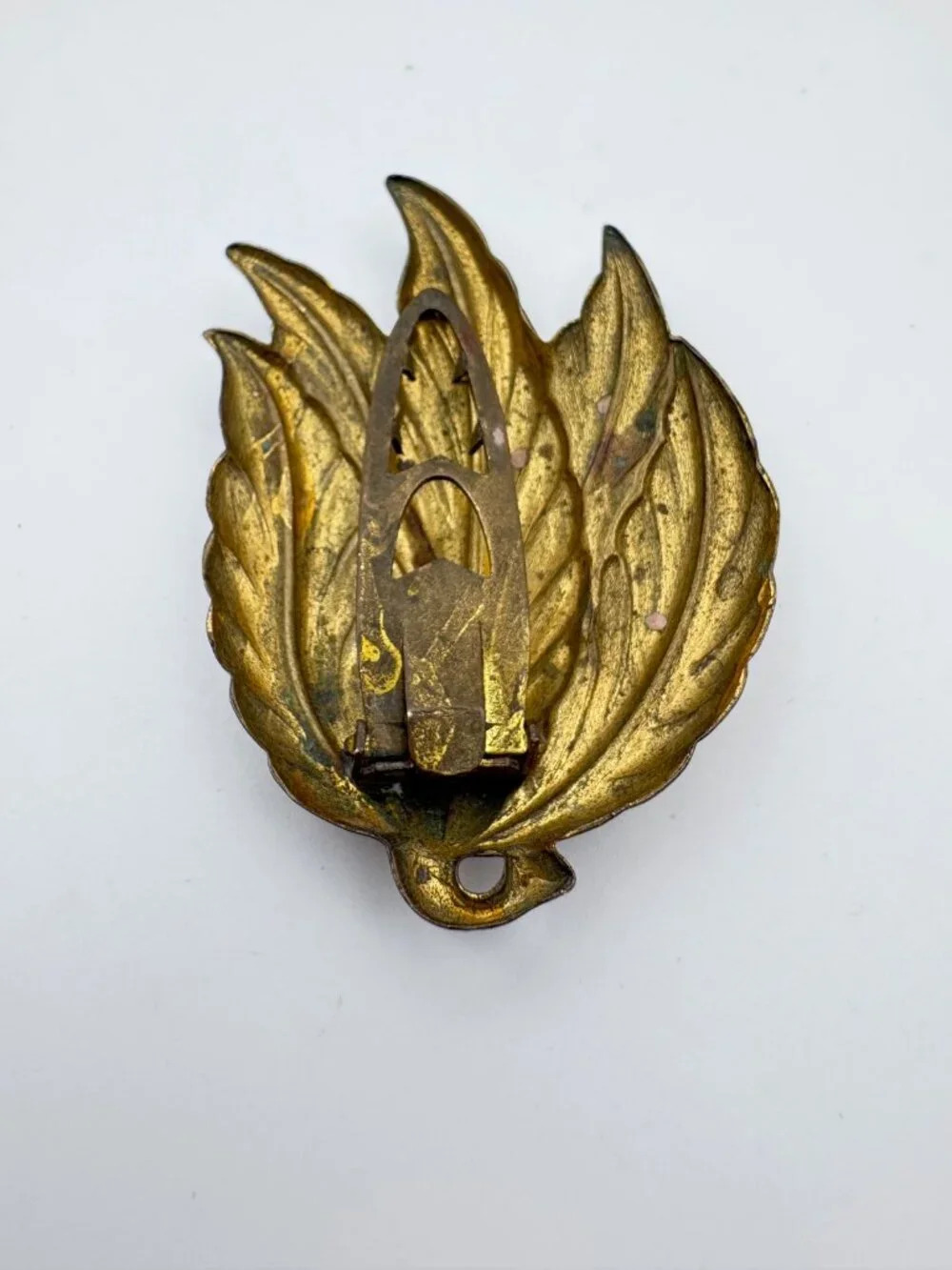 Vintage Brass Leaf Dress Clip Fur Clip Pin Art Deco Stylized Leaves Brooch